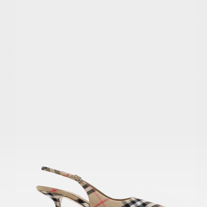 Burberry Check Dame Pointed Toe Slingback Pump