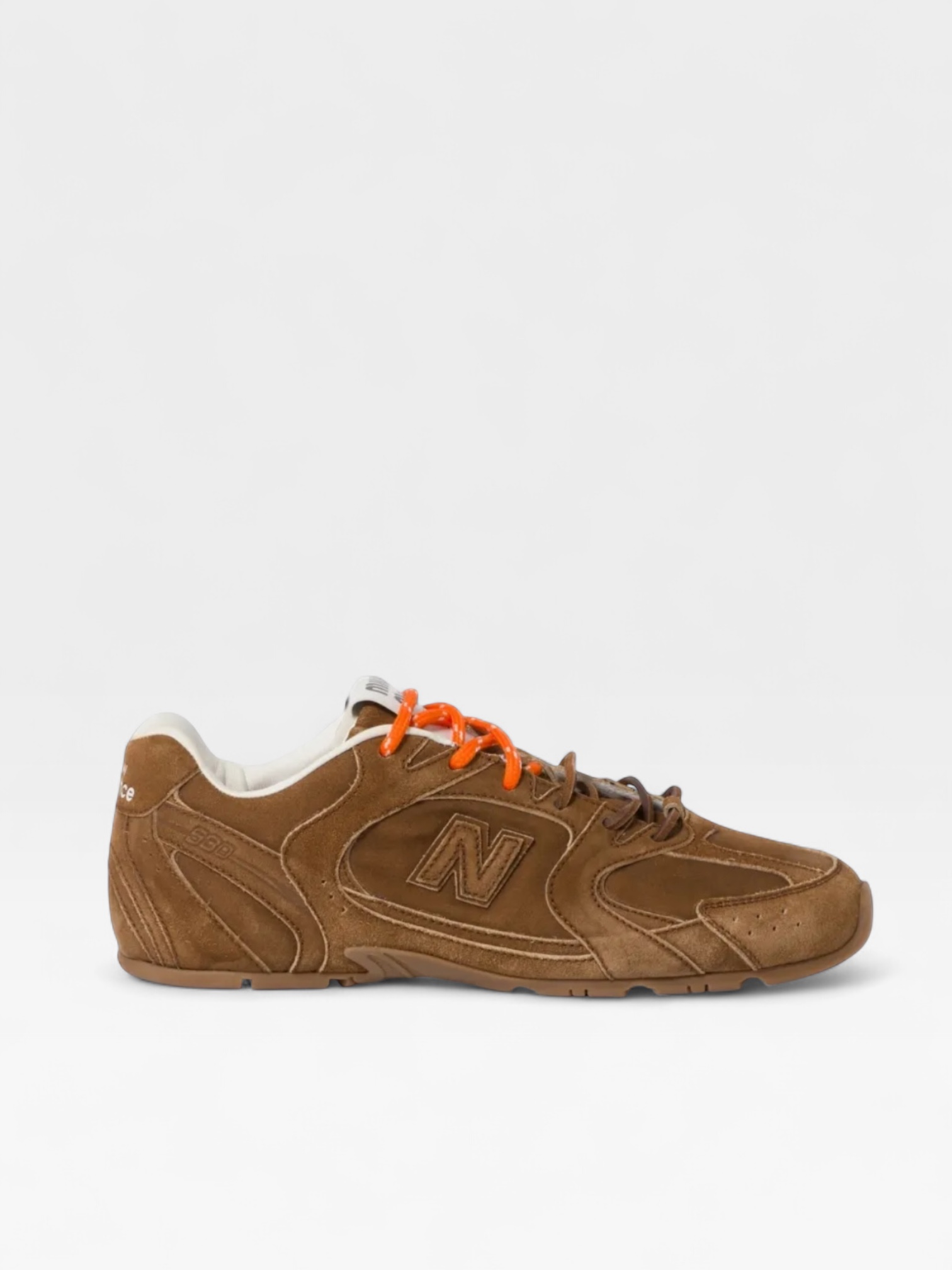 Miu Miu x New Balance 530 SL sneakers in a brown suede cinnamon colorway