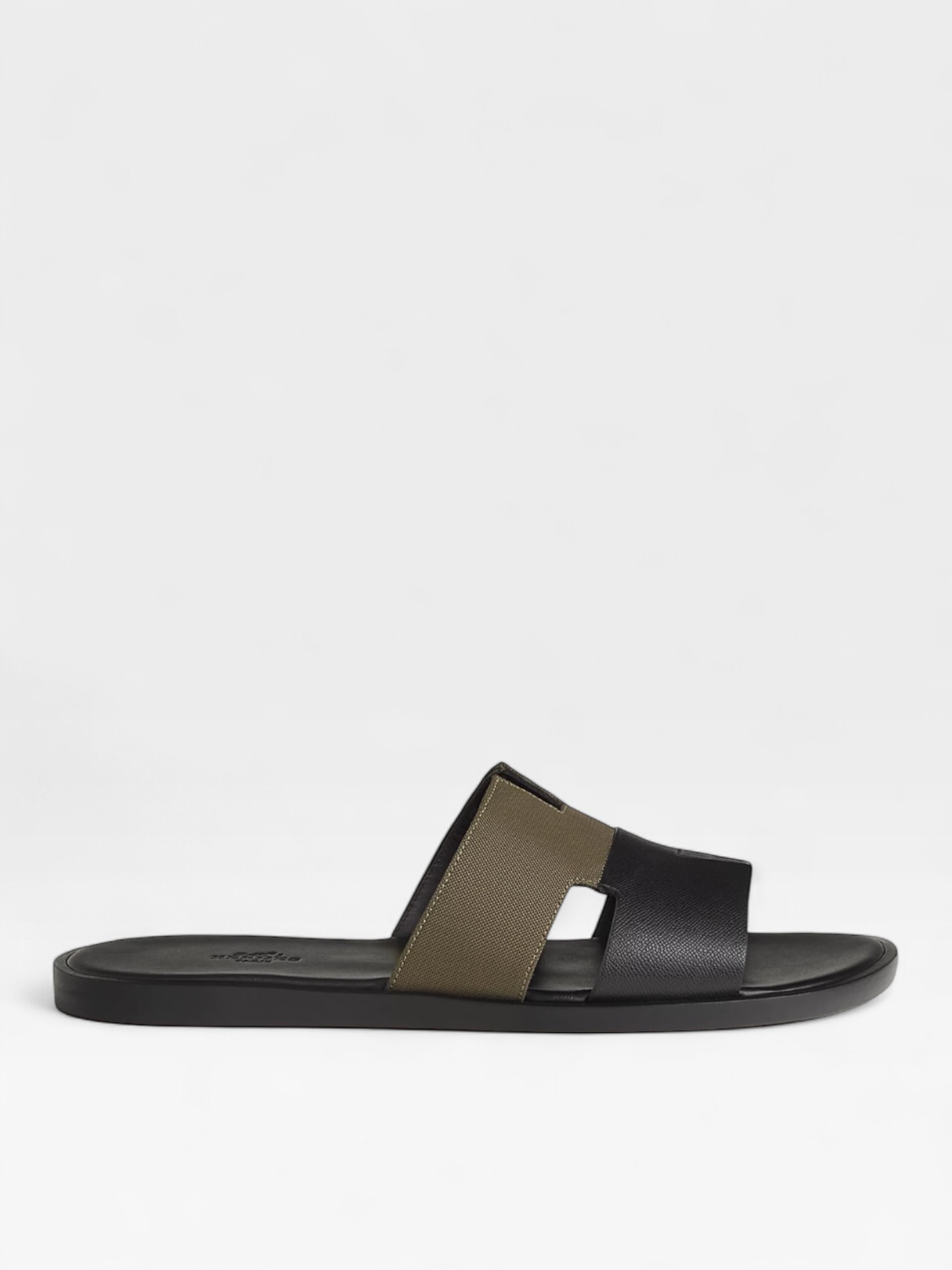 Hermes Izmir Sandals in Kaki-Noir